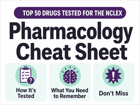 Top 50 Drugs in Pharmacology Tested for the NCLEX Cheat Sheet (eBook)